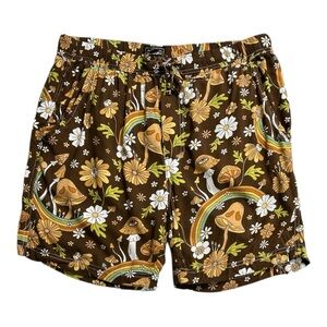 Massive Magic Mushroom Soft Rayon Shorts Mens Size Large Lounge Pockets